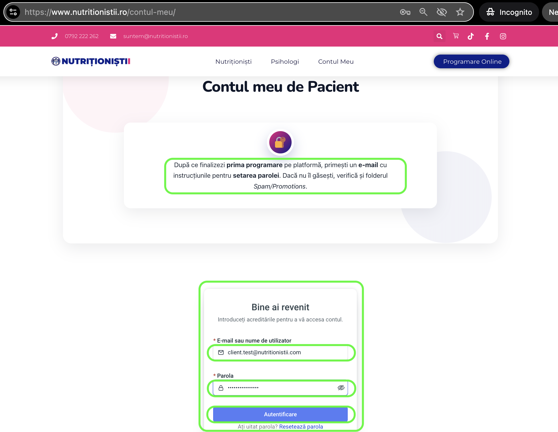 Introdu adresa de mail și parola pentru a te autentifica