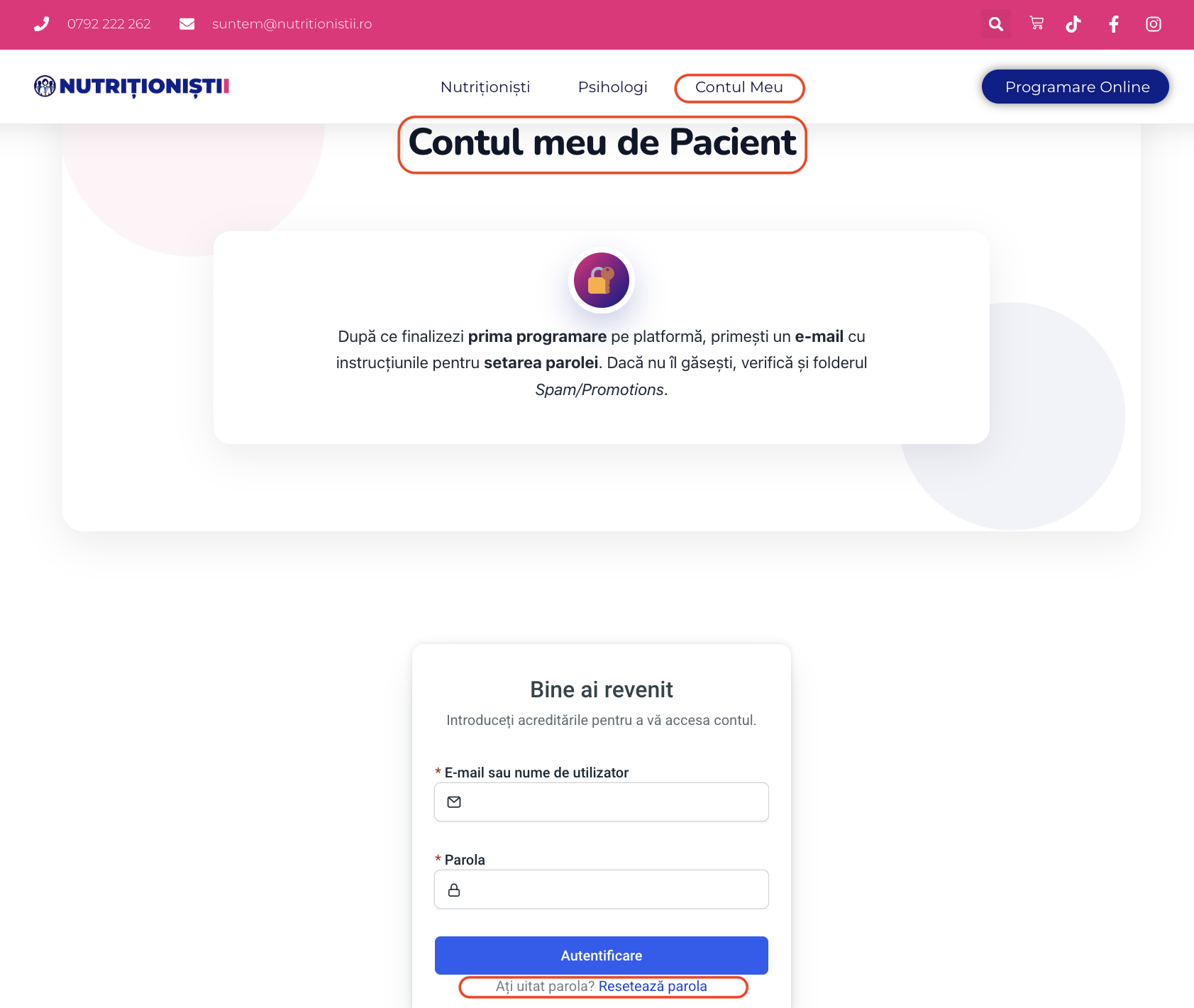 Ați uitat parola? Resetează parola