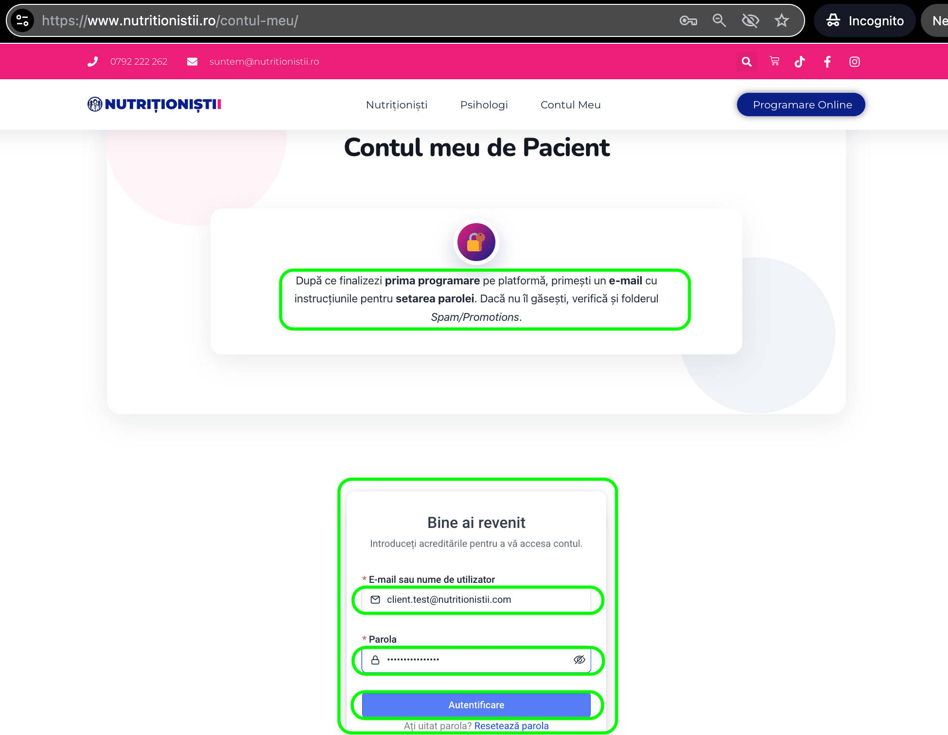Introdu adresa de mail și parola pentru a te autentifica